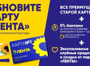 Карта сети магазинов «Лента»: скидки на все!